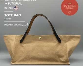 Modello di cucito per borsa tote / Shopper minimalista fai da te (modello PDF)