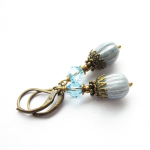 blaue Vintage Style Ohrhänger, Ohrringe boho, opulenter blauer Ohrschmuck Bild 3