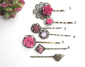 Choix de couleur de la pince à cheveux fleurs en rose