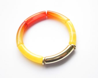 Boho bracelet made of Bamboo Acrylic Tubes in honey yellow