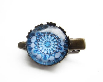 Mandala Haarclip blau