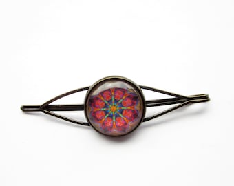 Hair clip, hair clip, mandala, kaleidoscope, bohemian, hippie style, plain minimalist, bronze, 70s/80s, boho,