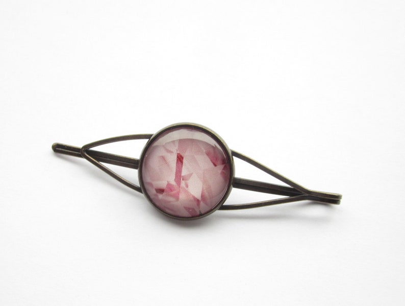 70s80s boho, hair clip bronze plain minimalist hippie style light pink hair clip ice crystal bohemian