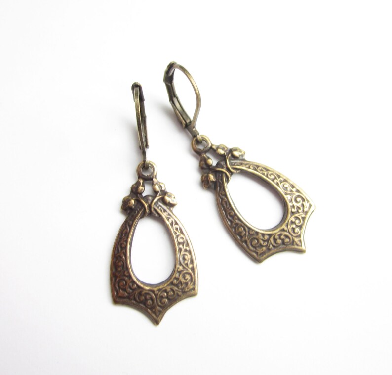 Bronze earrings in vintage style image 2