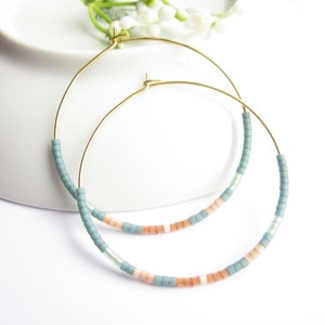 Stainless steel hoop earrings delicate with Miykuki beads image 9