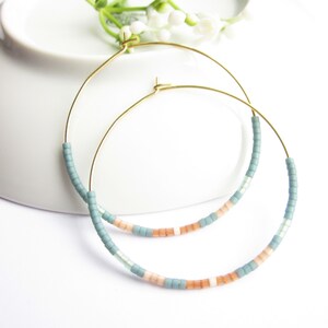 Stainless steel hoop earrings delicate with Miykuki beads image 7