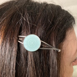 minimalist earth tone hair clip in blue image 6