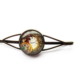 Steampunk hair clip, hair clip, bohemian, hippie style, simple minimalist, bronze-colored, 70s/80s, boho, (344)
