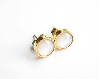 mini stainless steel studs, small simple studs gold, white