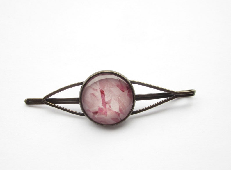 70s80s boho, hair clip bronze plain minimalist hippie style light pink hair clip ice crystal bohemian