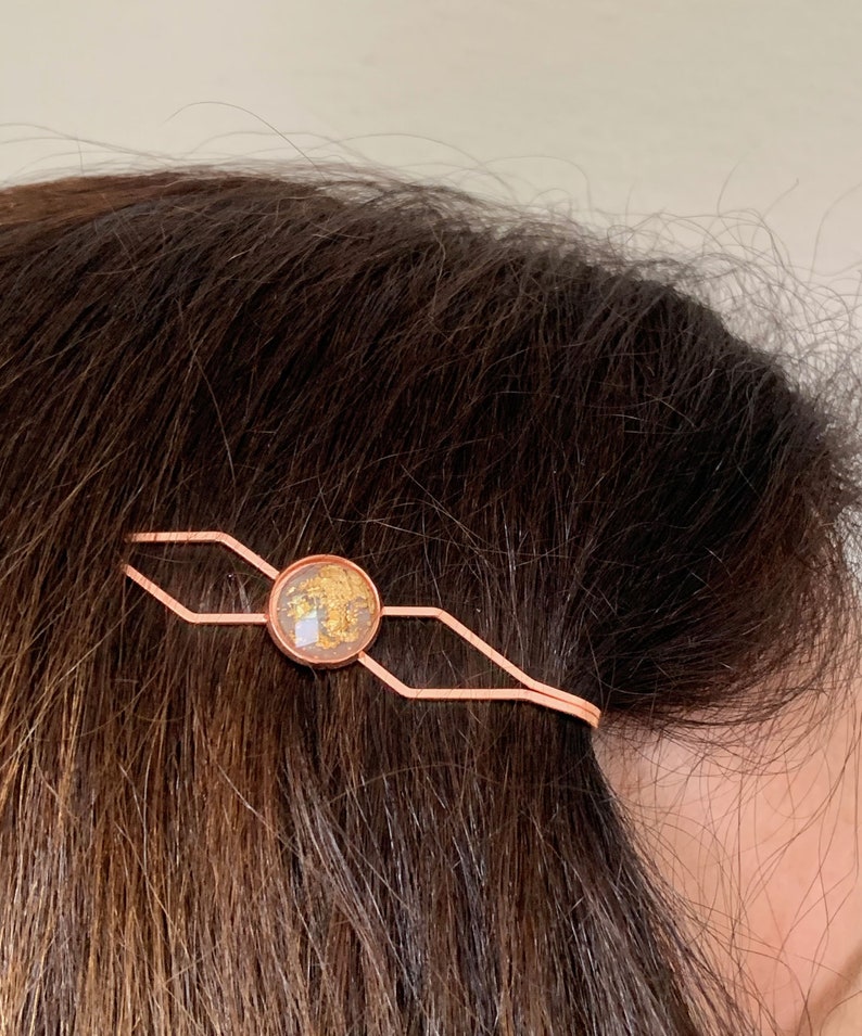 light grey hair clip, hair clip gold coloured, bobby pin, pastel minimalist image 5