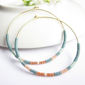 Stainless steel hoop earrings delicate with Miykuki beads image 3