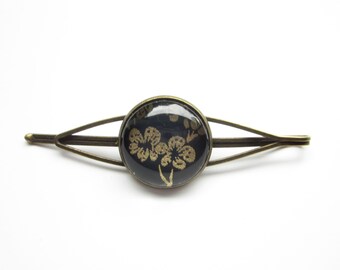 Hair clip in black gold Japanese design