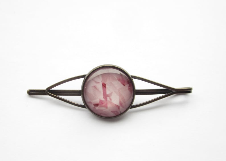 70s80s boho, hair clip bronze plain minimalist hippie style light pink hair clip ice crystal bohemian