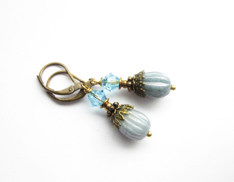 blaue Vintage Style Ohrhänger, Ohrringe boho, opulenter blauer Ohrschmuck Bild 5