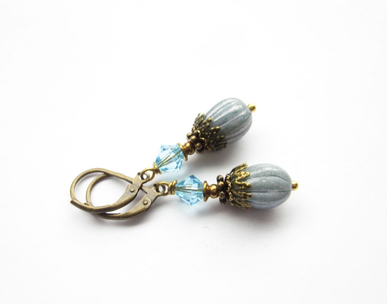 blaue Vintage Style Ohrhänger, Ohrringe boho, opulenter blauer Ohrschmuck Bild 7