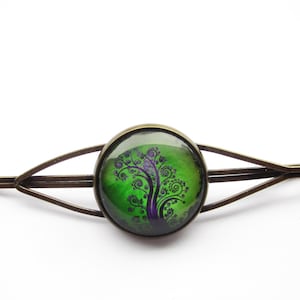 Tree of life hair clip, green hair clip, simple minimalist, bronze-colored (322)