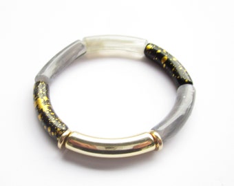 noble boho bracelet made of bamboo acrylic tubes 8 mm