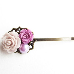 Hair clip, hair clasp, hair pin, hair clips, wedding, wedding, flowers, vintage style, lilac, lilac image 2