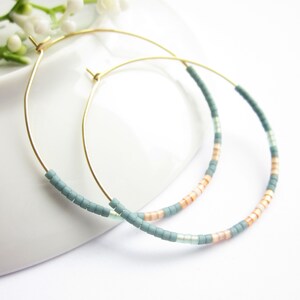 Stainless steel hoop earrings delicate with Miykuki beads image 8