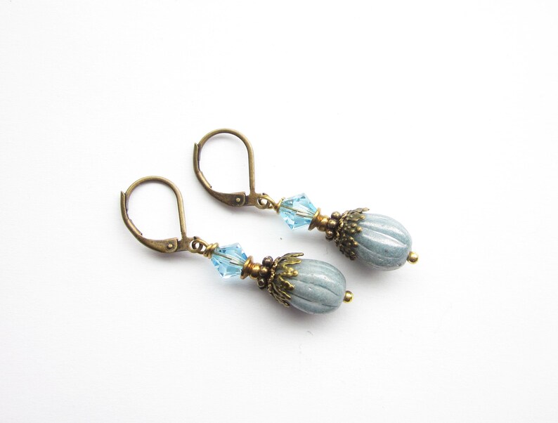 blaue Vintage Style Ohrhänger, Ohrringe boho, opulenter blauer Ohrschmuck Bild 6