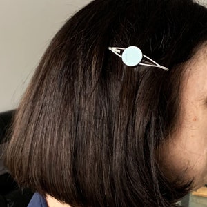 minimalist earth tone hair clip in blue image 7