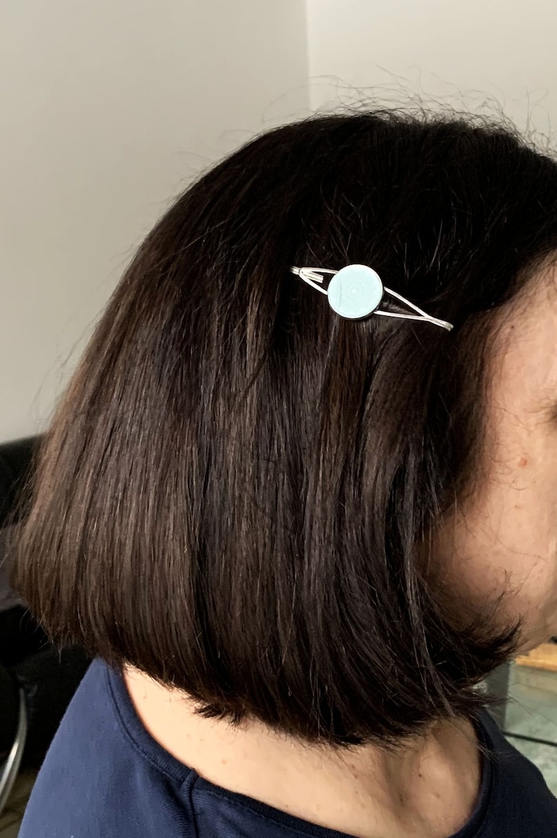 minimalist earth tone hair clip in blue image 7