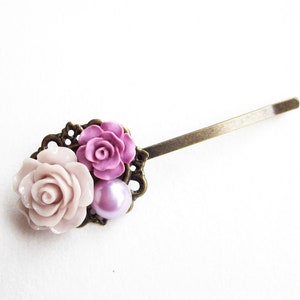 Hair clip, hair clasp, hair pin, hair clips, wedding, wedding, flowers, vintage style, lilac, lilac image 1