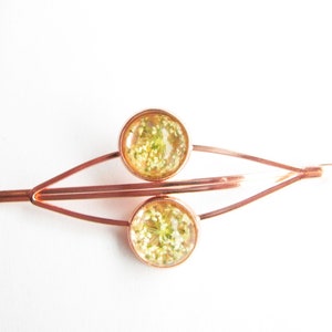 real flower hair clip, rose gold colored hair clip in white natural (328)