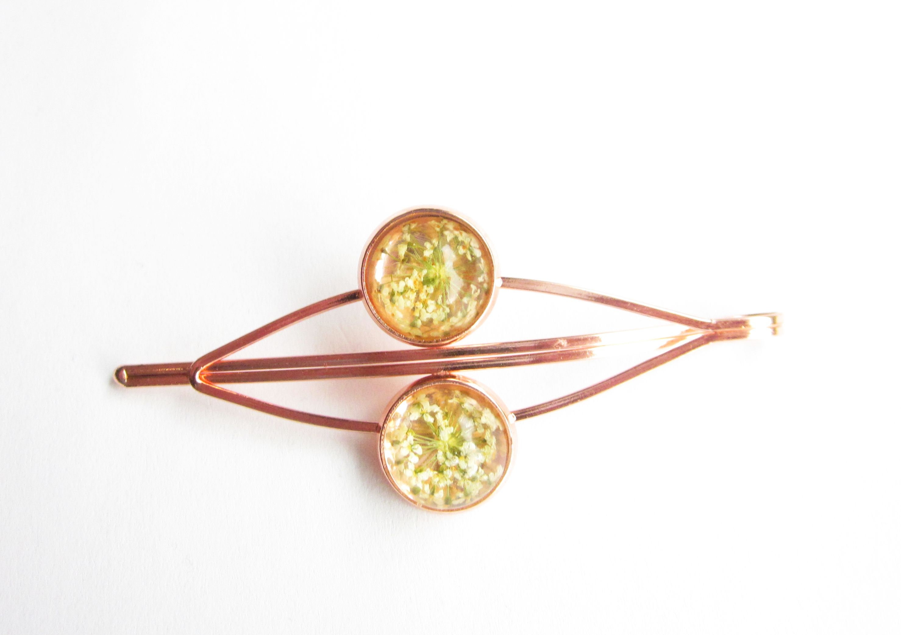 Real Flowers Hair Clip Rose Gold Hair Clip in White Natural Etsy UK