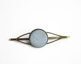 jeans blue hair clip, bronze hair clip, simple minimalist, large