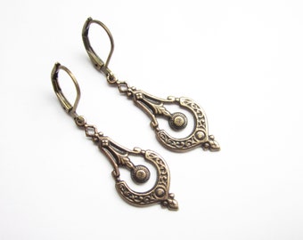 Bronze earrings in vintage Victorian style