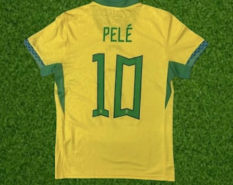 Brasilien Pelé Fußballtrikot, Fußballtrikot für Erwachsene, gelb und grün