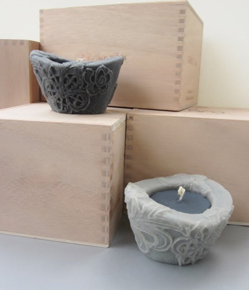 Men's Gifts, Beeswax Candle Gift, Charcoal and Grey image 3