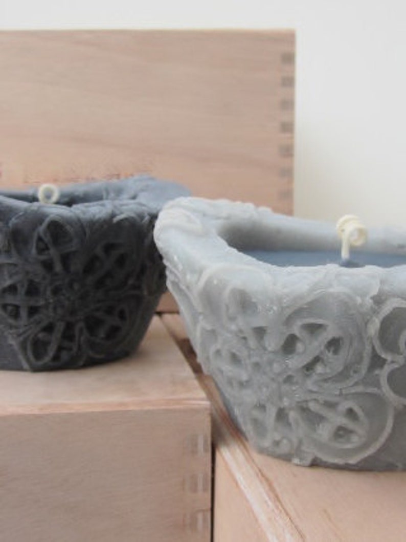 Men's Gifts, Beeswax Candle Gift, Charcoal and Grey image 2
