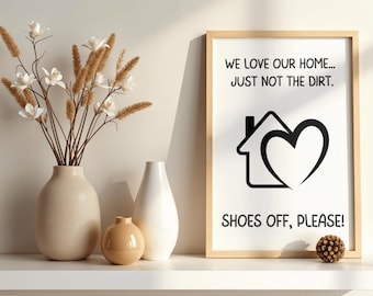 Shoes Off Please Printable Sign, Entryway Decor (PDF)