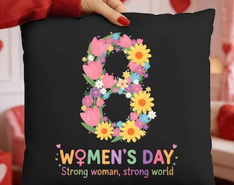 Floral Number 8 PNG | Women's Day Design, Strong Woman Quote (Digital Download)