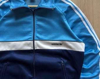 Vintage Adidas Track Jacket West Germany Blue Zip up Retro 70s 80s