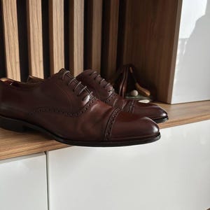 Suitsupply Brown Leather Cap Toe Oxford Shoes Made In Italy Size 46 EU 12 US image 2
