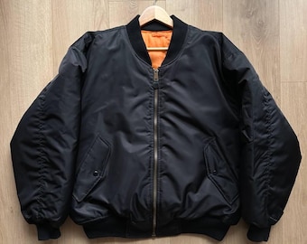 ジャケット・アウター Vintage MA-1 Black flight jacket MA-1 Black Sheepskin Leather Flight Jacket – Taylor's Leatherwear