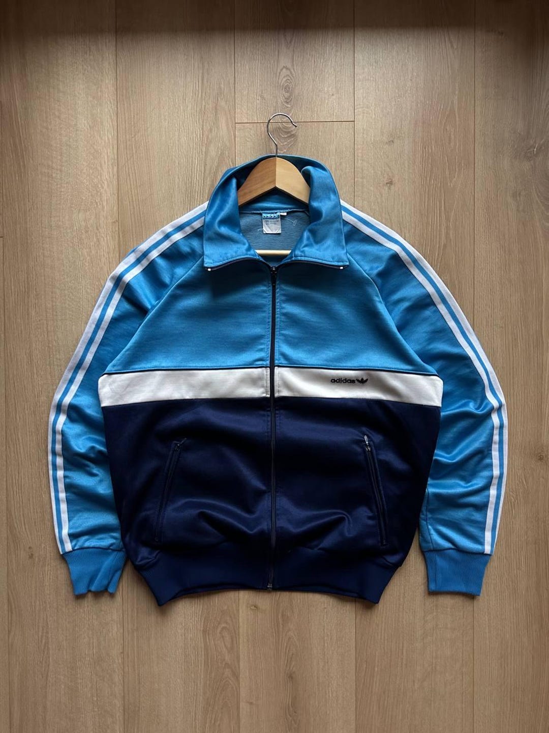 Vintage Adidas Track Jacket West Germany Blue Zip up Retro 70s 80s
