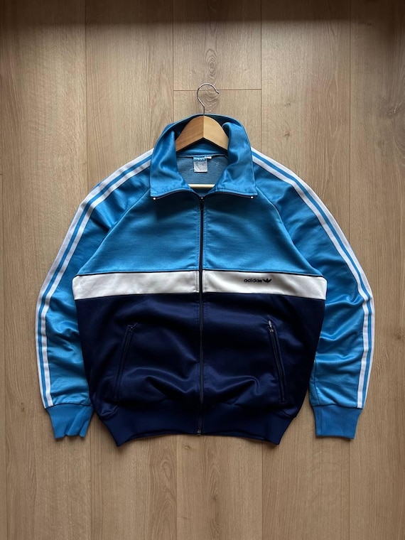 Vintage Adidas Track Jacket West Germany Blue Zip up Retro 70s 80s