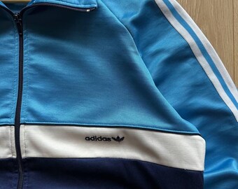 Vintage Adidas Track Jacket West Germany Blue Zip up Retro 70s 80s