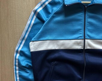 Vintage Adidas Track Jacket West Germany Blue Zip up Retro 70s 80s