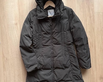 Moncler Women’s Down Coat with Hood – Long Puffer Jacket – Size 1 (S) – 90/10 Goose Down – Brown Lightweight Winter Coat – Authentic Certilo