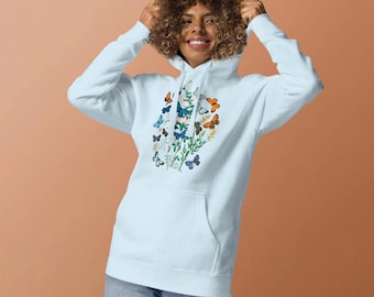 Butterfly Garden Women's Hoodie, Organic Cotton Blend.
