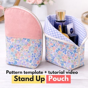 Stand Up Cosmetic Pouch Sewing Pattern [Digital Pattern + Video Tutorial]