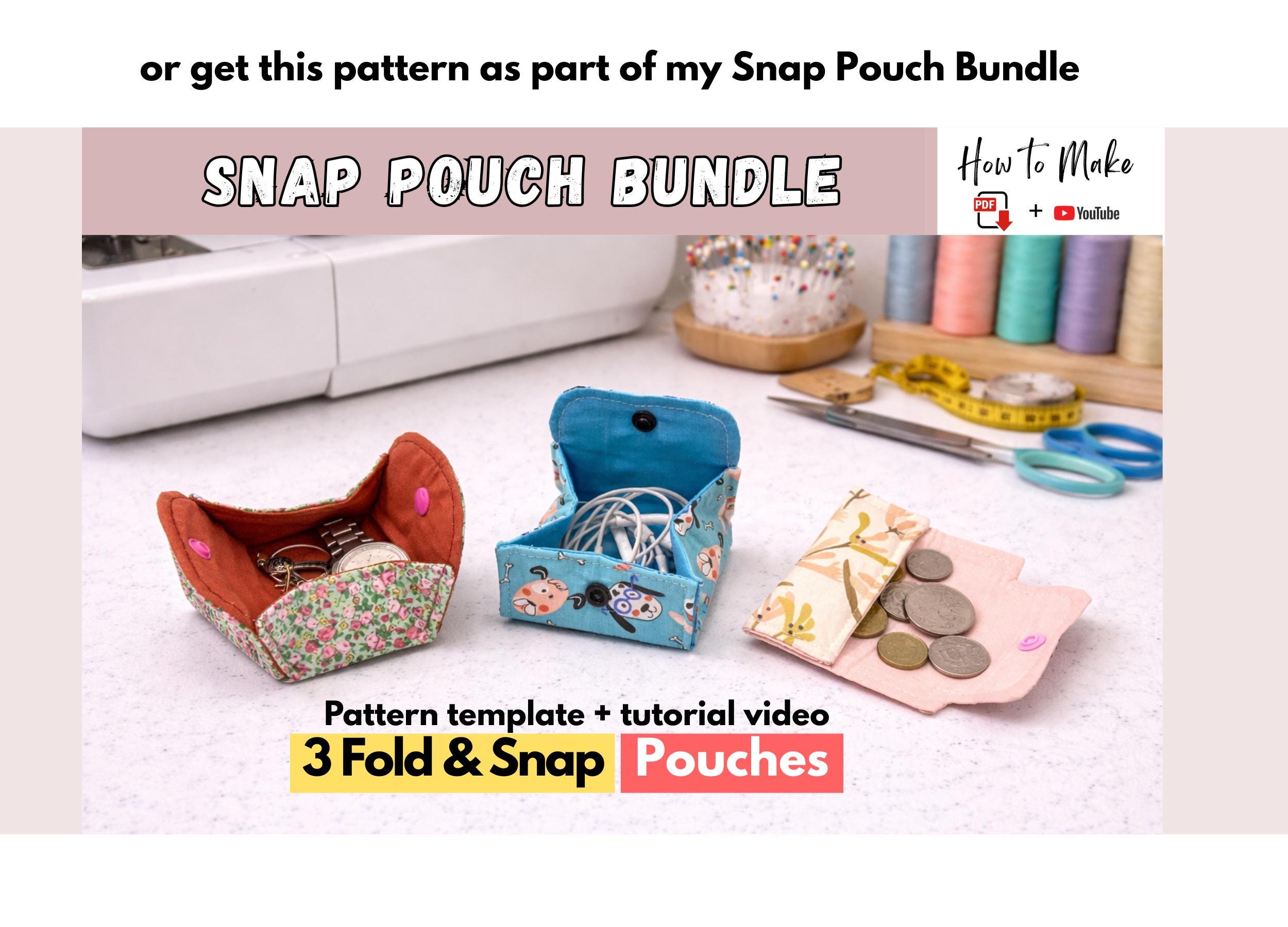 DIY Square Fold and Snap Pouch Sewing Pattern [digital Pattern + Video ...