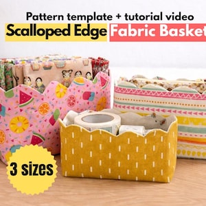 How to Make Scalloped Edged Fabric Basket [Digital Pattern + Video Tutorial] DIY Sewing Projects