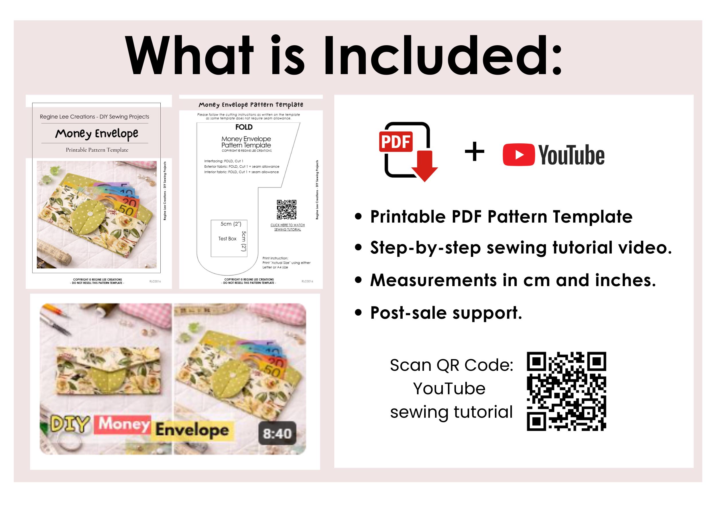 DIY Money Envelope Cash Folder Sewing Pattern (digital Pattern + Video ...